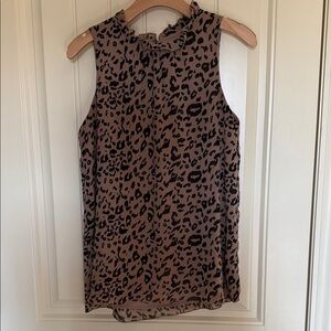 Leopard Print Sleeveless Blouse